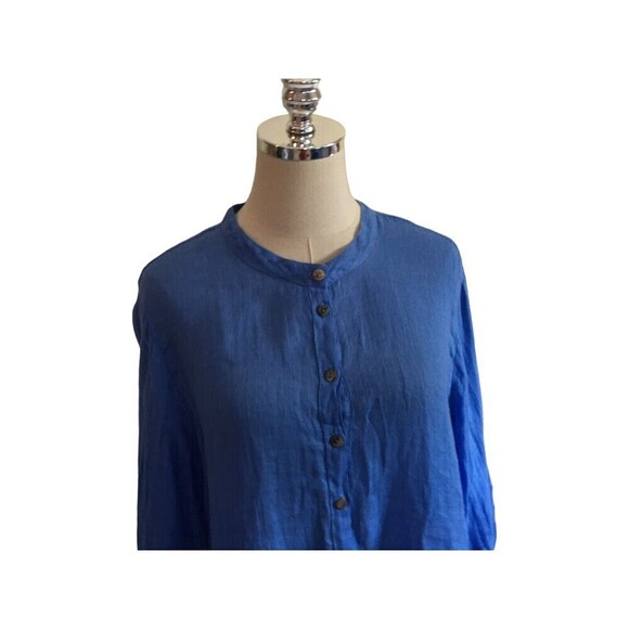 Click Color Me Cotton Shirt Women's Size Large Blue Button Up Long Sleeve - Picture 2 of 8